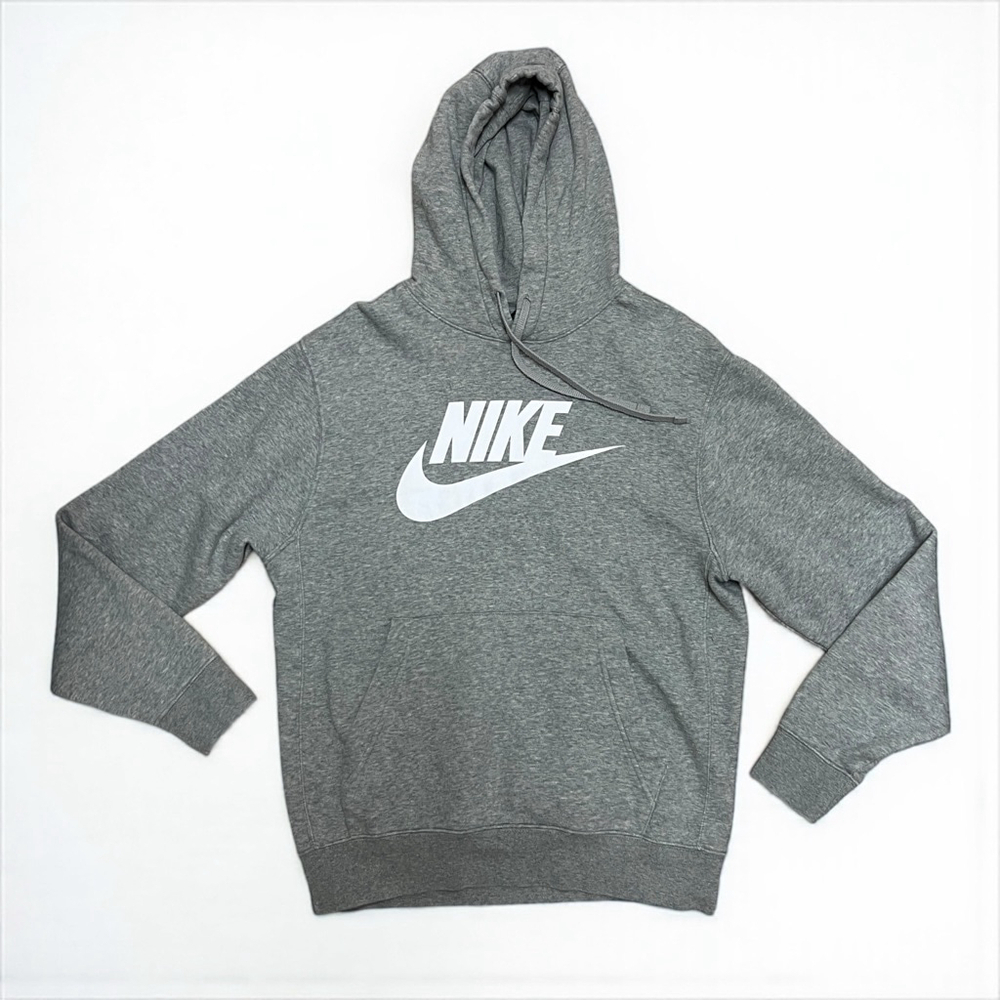 Nike Gray Pullover Hoodie Small Swoosh Logo Fleece Sweatshirt Men’s Size S